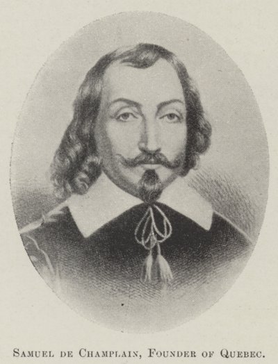 Samuel de Champlain, fondateur de Québec (lithographie) - English School