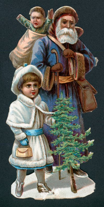Père Noël avec des enfants, Carte de Noël - English School