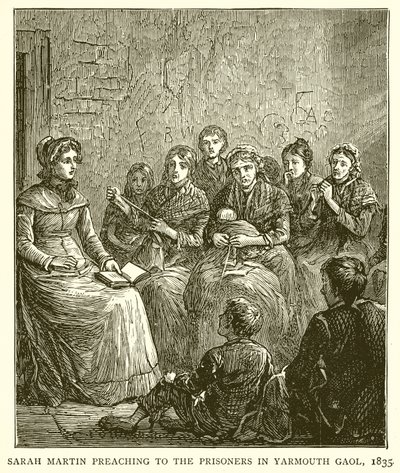 Sarah Martin prêchant aux prisonniers dans la prison de Yarmouth, 1835 - English School