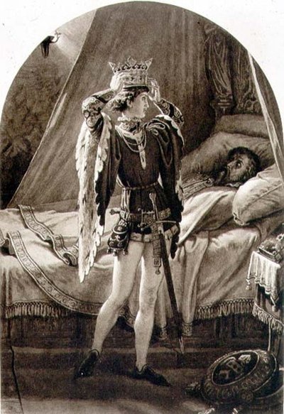 Scène de Henry IV (Partie I) Acte IV, Scène 2 de William Shakespeare (1564-1616) - English School