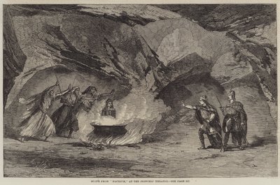 Scène de "Macbeth" au théâtre Princess (gravure) - English School