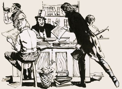 Scène dans le bureau d