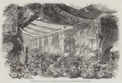 Scène de la tragédie de "Sardanapalus," au théâtre Princess, la salle de Nimrod (gravure) - English School