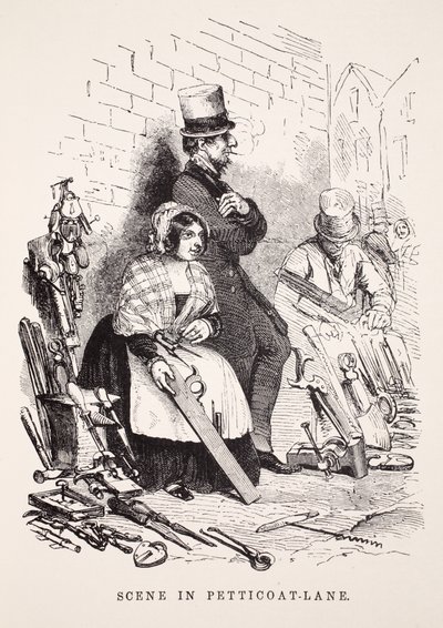 Scène à Petticoat-Lane, illustration de London Labour and London Poor par Henry Mayhew, pub. 1862 - English School