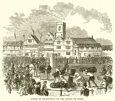 Scène à Smithfield sous le règne de Marie - English School