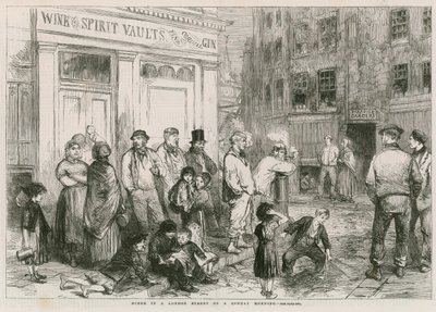Scène dans une rue de Londres un dimanche matin - English School
