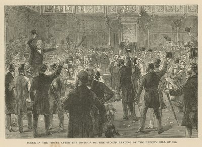 Scène à la Chambre des communes après la division sur la deuxième lecture du projet de loi de réforme de 1866 - English School