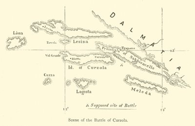 Scène de la bataille de Curzola (gravure) - English School