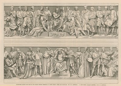 Sculptures autour de la base du Mémorial du Prince Consort (gravure) - English School