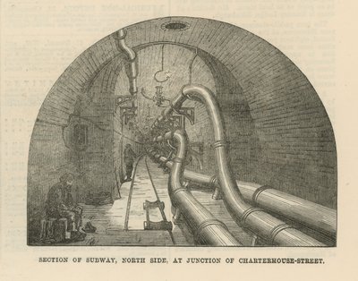 Section de métro, côté nord, à la jonction de Charterhouse Street - English School