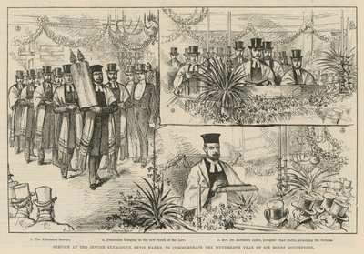 Service à la Synagogue Juive, Bevis Marks, pour commémorer le centième anniversaire de Sir Moses Montefiore - English School