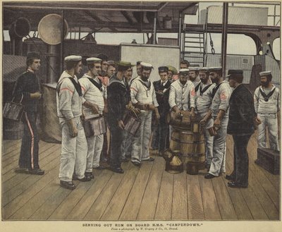 Distribution de rhum à bord du HMS Camperdown - English School