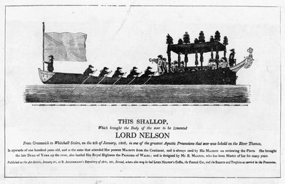 Chaloupe transportant le corps de Lord Nelson, 8 janvier 1806 de Greenwich à Whitehall Stairs - English School