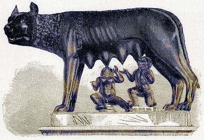 La louve du Capitole, illustration de History of Rome par Victor Duruy, publiée en 1884 - English School