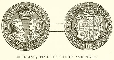 Shilling, époque de Philippe et Marie - English School