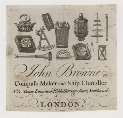 Chandeliers de navires, John Browne, carte de visite - English School