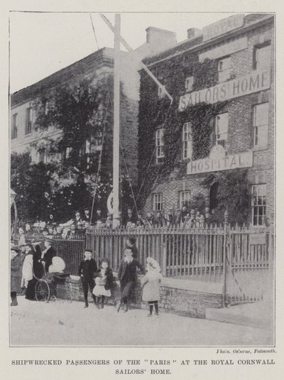 Passagers naufragés du "Paris" à la maison des marins de Cornwall - English School