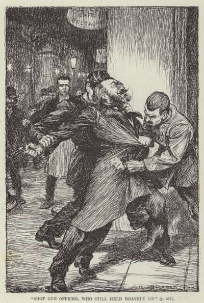 "Un officier a été abattu, mais il a tenu bon" (gravure) - English School