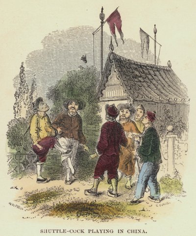 Jeu de volant en Chine (gravure en couleur) - English School