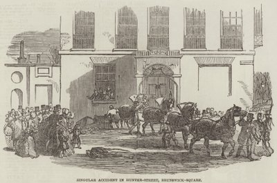 Accident singulier dans Hunter-Street, Brunswick-Square (gravure) - English School