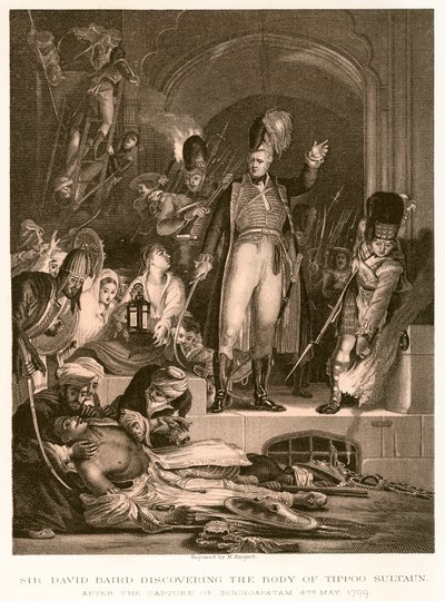 Sir David Baird découvrant le corps de Tippoo Sultan - English School