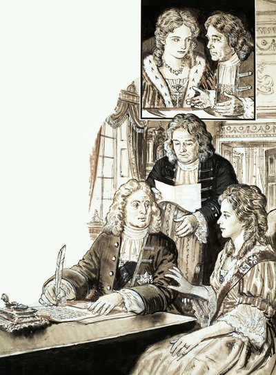 Sir Robert Walpole et le roi George II - English School