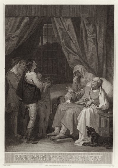 Sir T. Windham admonestant ses fils de préserver leur loyauté envers le roi - English School