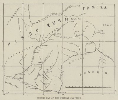 Carte esquisse de la campagne de Chitral (gravure) - English School
