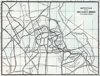 Plan schématique du Hackney Brook, compilé par E. Bolus - English School