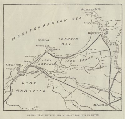 Plan schématique montrant la position militaire en Égypte (gravure) - English School