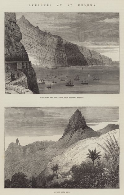 Croquis à Sainte-Hélène (gravure) - English School