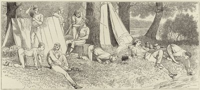 Croquis depuis un bateau à vapeur à la régate de Henley - English School