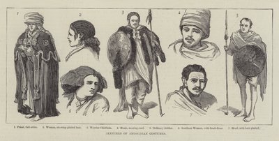 Croquis de costumes abyssins (gravure) - English School