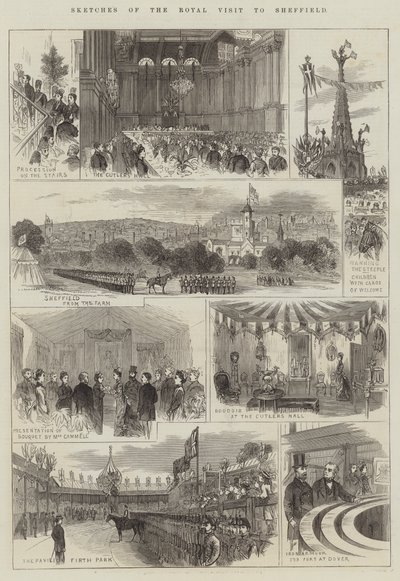 Croquis de la visite royale à Sheffield - English School