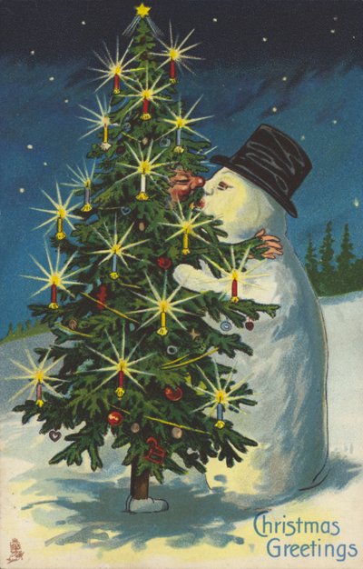 Bonhomme de neige et sapin de Noël s