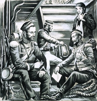 Soldats parlant sous le pont - English School