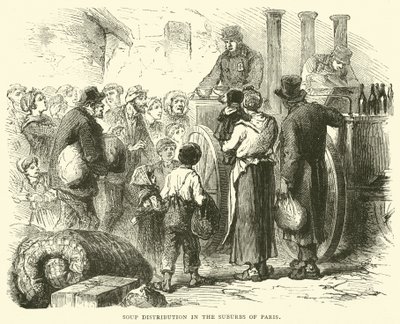 Distribution de soupe dans les banlieues de Paris, décembre 1870 - English School