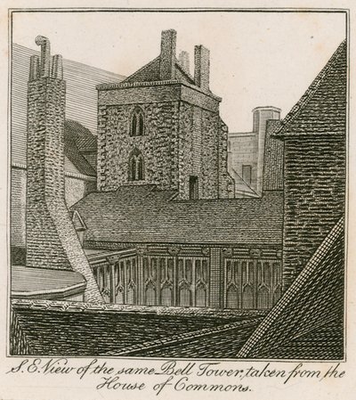 Vue sud-est du clocher, chapelle Saint-Étienne, prise depuis la Chambre des communes - English School