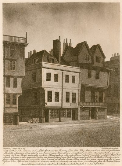 Vue sud-est des entrées du Petit Sanctuaire et de Thieving Lane depuis King Street - English School