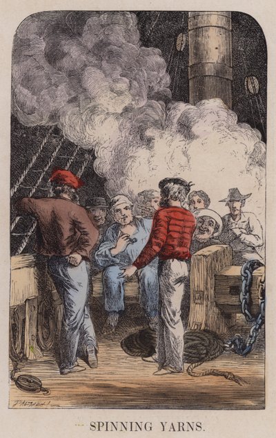 Filage de contes (gravure en couleur) - English School