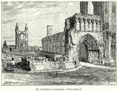 Cathédrale de St Andrews : Façade ouest (gravure) - English School
