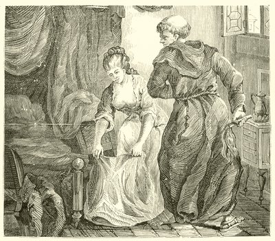 Saint Edmund, archevêque de Canterbury, tourmenté par une très belle jeune femme alors qu