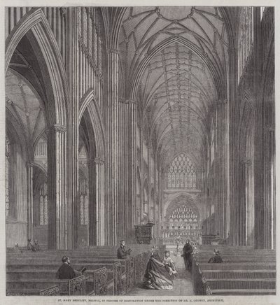 Saint Mary Redcliff, Bristol, en cours de restauration sous la direction de M. G Godwin, architecte - English School