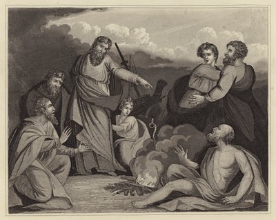 Saint Paul secoue la vipère de sa main (gravure) - English School