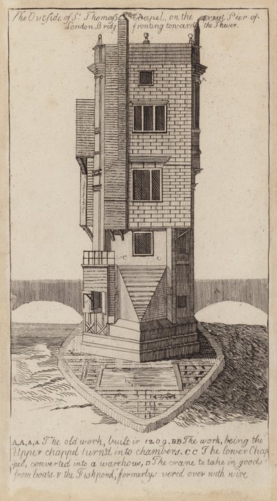 Chapelle Saint-Thomas, pont de Londres (gravure) - English School