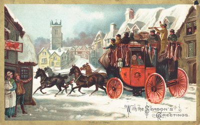 Diligence dans la neige, Carte de Noël - English School