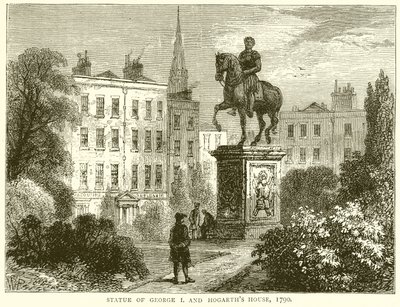 Statue de George I. et maison de Hogarth - English School