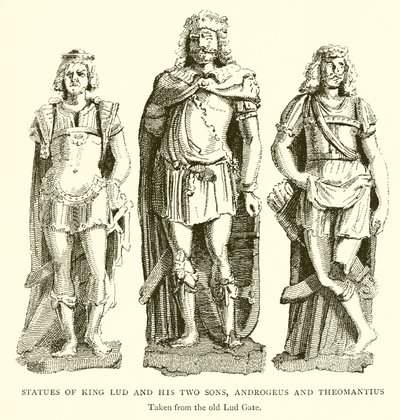 Statues du roi Lud et de ses deux fils, Androgeus et Theomantius - English School