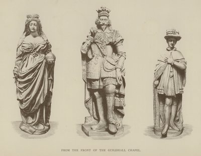 Statues de la reine Élisabeth I, du roi Charles I et du roi Édouard VI à l