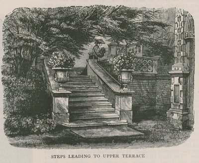 Escaliers menant à la terrasse supérieure, Holland House - English School